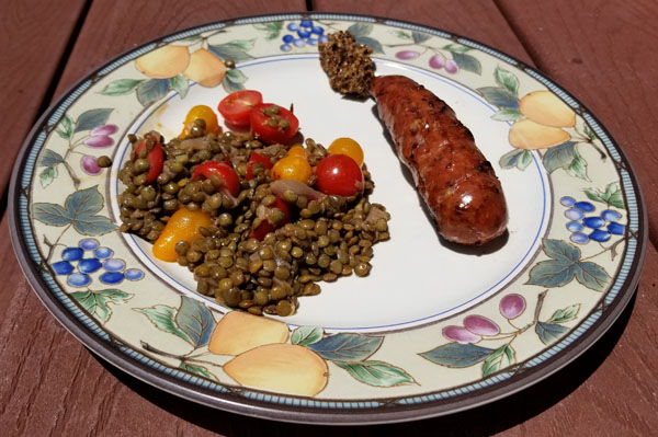 Lentil salad & sausage